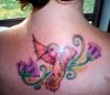 hummingbird and flower tattoo on back